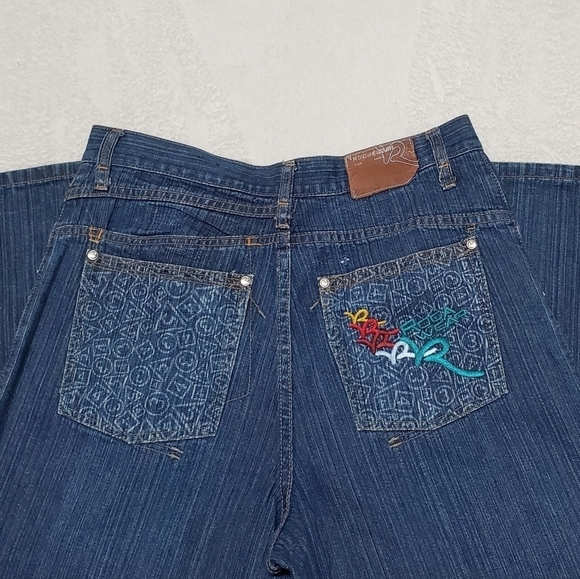 VINTAGE Rocawear Rainbow Graphic Baggy Fit Wide Leg High Rise Skater Jeans - Picture 11 of 16